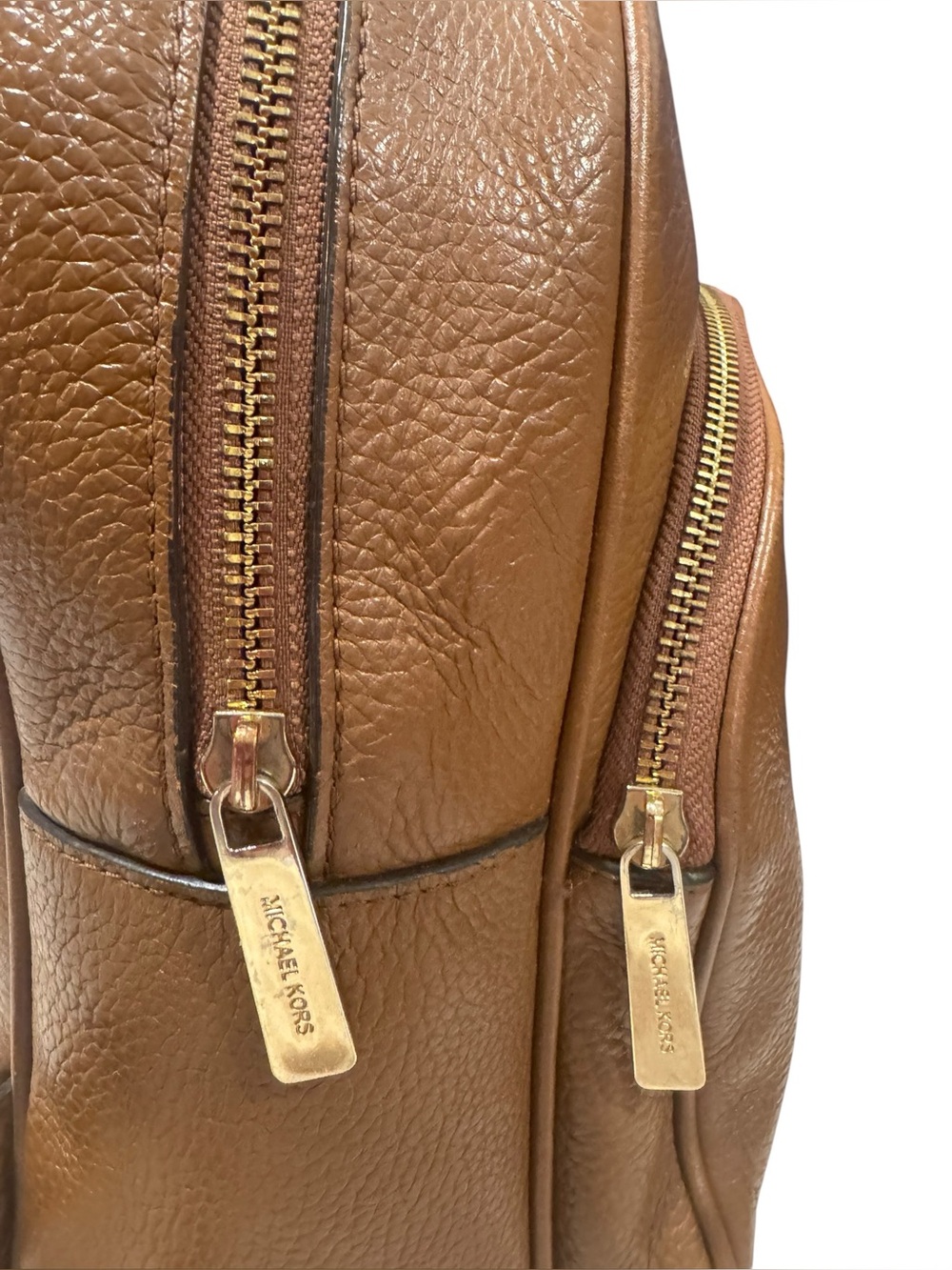 Michael Kors Cognac Pebbled Leather Backpack - Picture 2 of 6